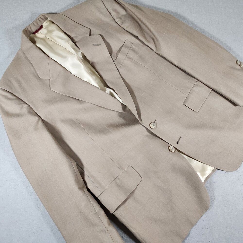 Hart Schaffner & Marx Sand Blazer Sport Coat Suit SJacket Subtle Windowpane 42R